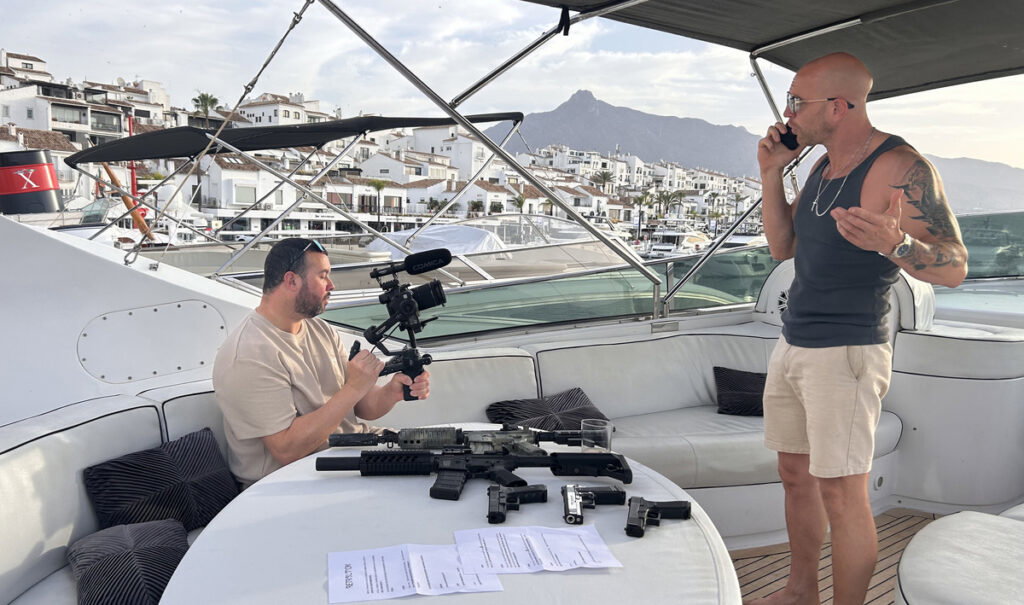 filming taking place with guns