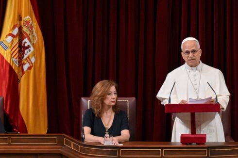 Chants of 'viva el Papa' to Pope's speech in Spanish Parliament - in which he called for migrants' dignity and warned against European rearmament