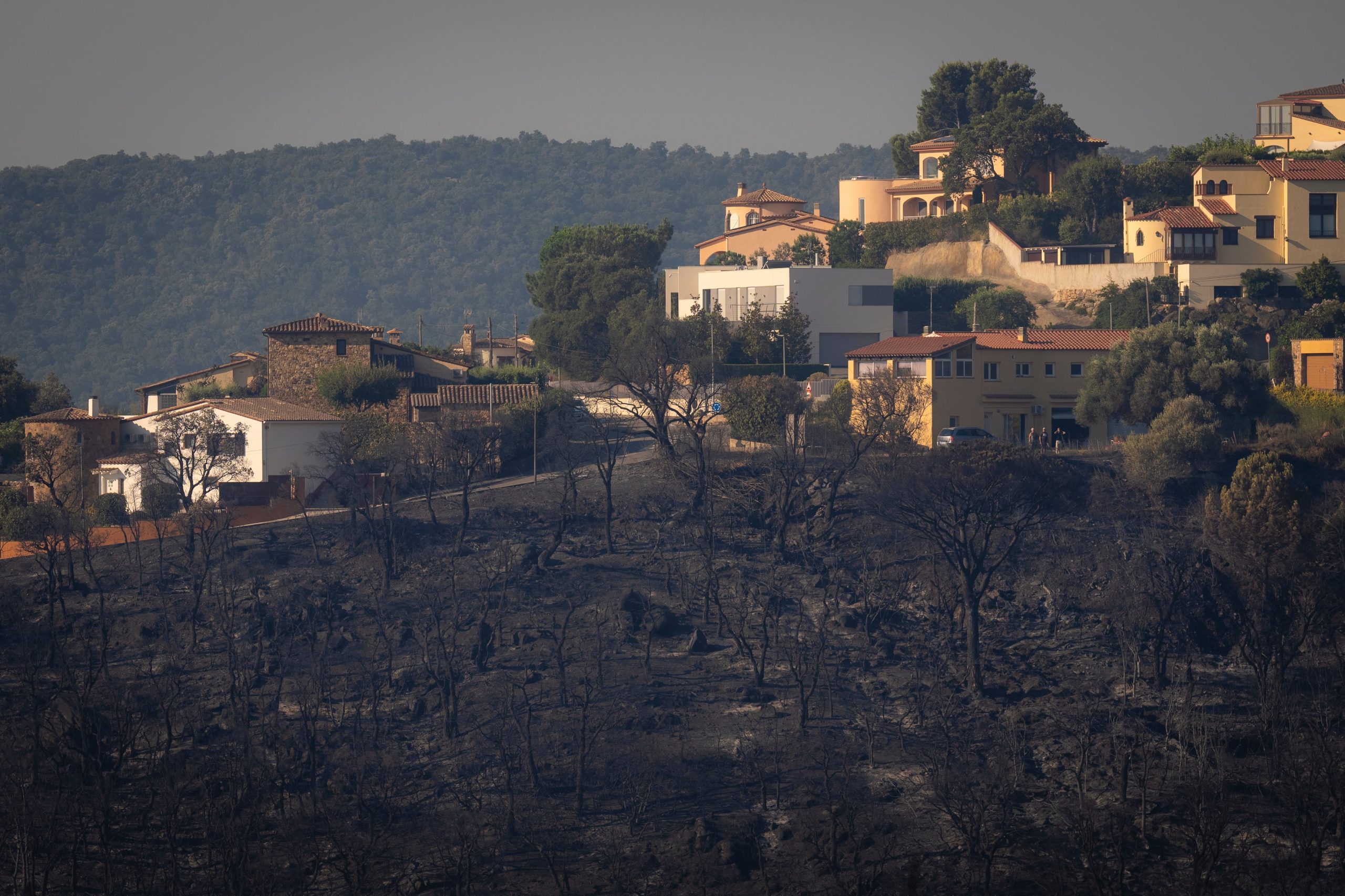 el-fuego-de-les-gavarres-alcanza-casas-de-una-urbanizacion-de-calonge,-en-la-costa-brava
