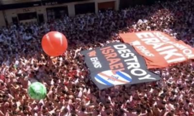 ‘destroy-israel’-banner-unfurled-in-pamplona-as-thousands-gather-for-san-fermin-bull-running-festival