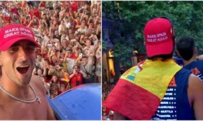 watch:-world-cup-hero-ferran-torres-causes-a-stir-by-wearing-maga-inspired-hat-at-spain-trophy-parade