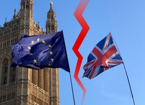 Brexit - The flags of the UK and European Union