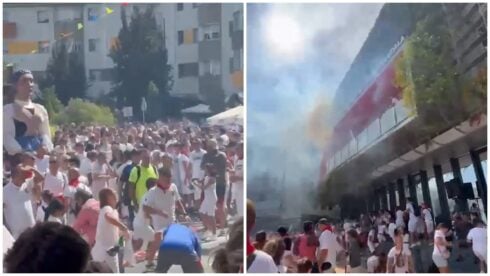 watch:-fireworks-shoot-into-crowds-injuring-dozen-during-festival-in-northern-spain-as-‘small-field-hospital-set-up’-to-treat-wounded