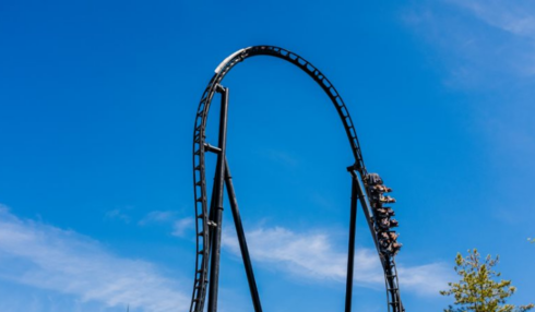 The Batman-themed rollercoaster in Madrid's Parque Warner theme park