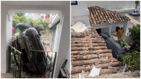 bizarre-scene-in-mijas-as-a-car-accidentally-reverses-through-a-wall-and-falls-into-a-hotel