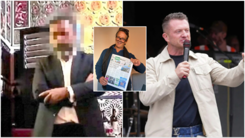 A racist Madrid waiter with Tommy Robinson and Olive Press editor Jon Clarke